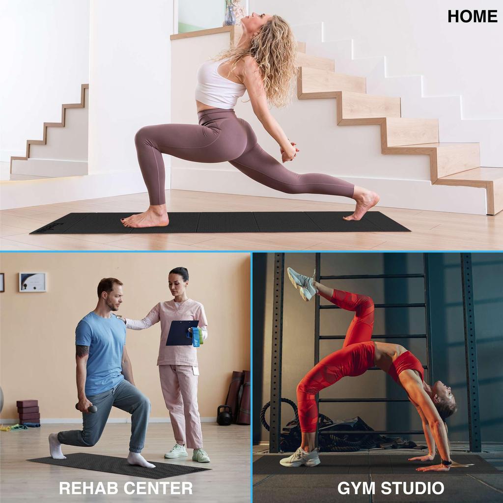 Feetlu Foldable Yoga Mat 12mm X 61cm X and Easy To Store Foldable Exercise Mat for Home and Floor Exercises - 183cm, Large, Lightweight, - Non-Slip