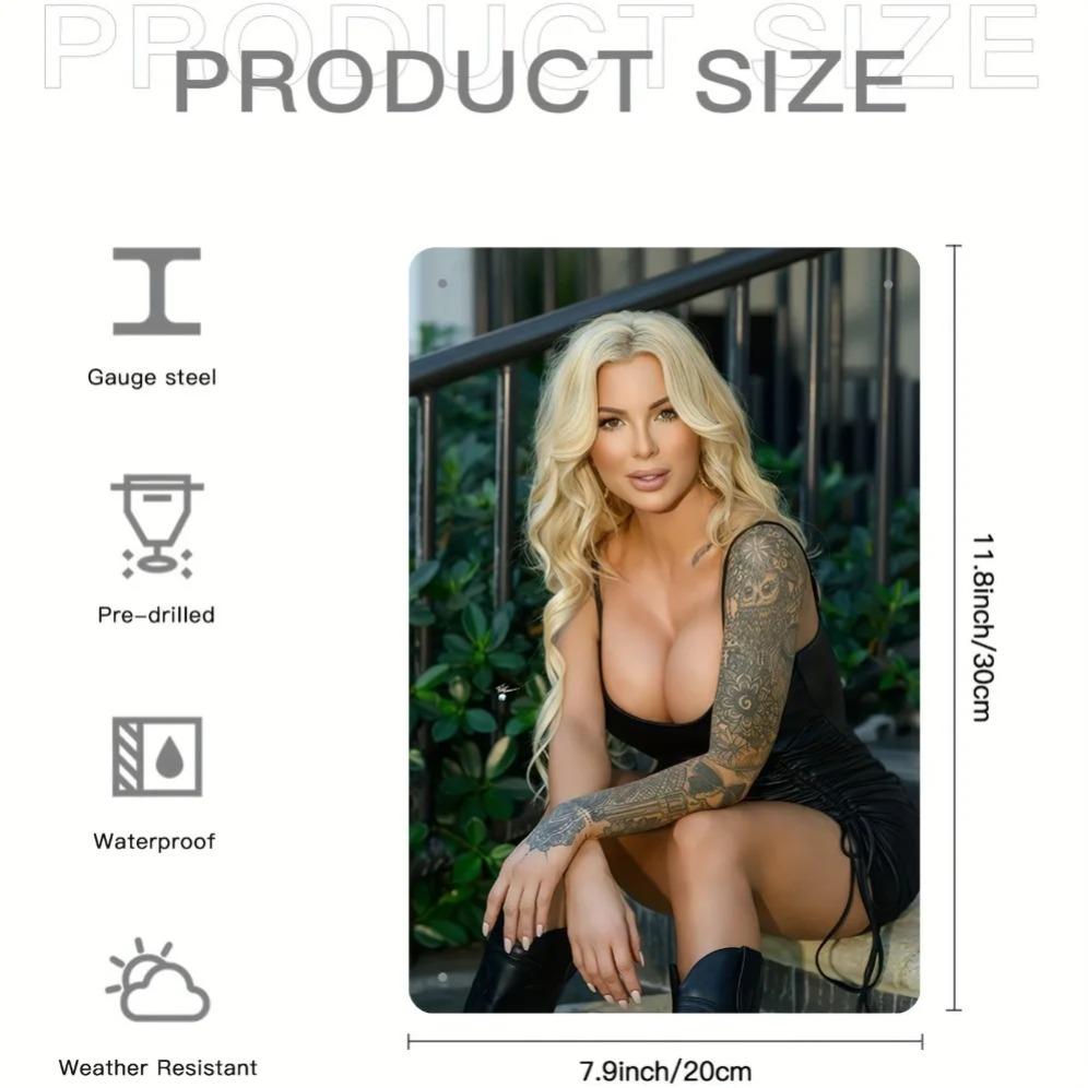 Metal Wall Art Sign Modern Blonde Black Fashion Plaque for Home Office Decor