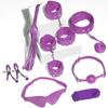 8pcs SM Sex Toy Set, Couple Sex Toys, Collars and Leashes, Handcuffs, Ankle Cuffs, Whips, Mouth Balls, Eye Masks, 10 Meter Rope, Nipple Clip Props