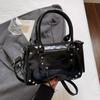 Vintage Boston Bag PU Leather Pillow Handbag Portable Retro Underarm Bag  Girls