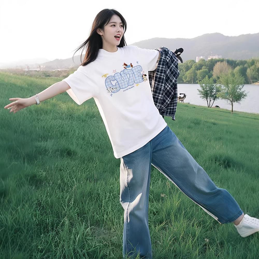 Pure cotton white t-shirt women's short-sleeved summer new popular design sense niche loose half-sleeved t-shirt top