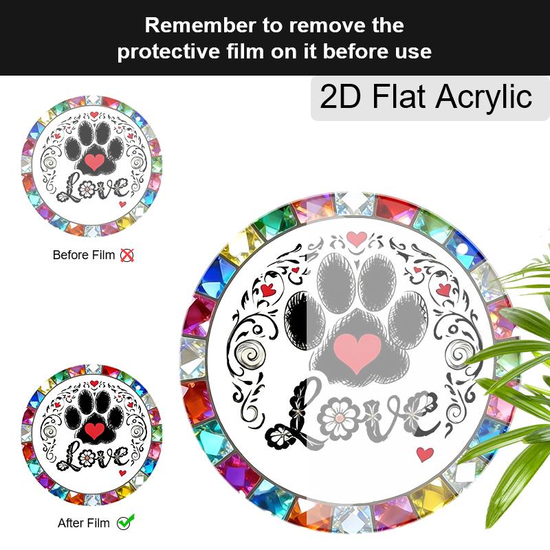 2D Flat Acrylic Paw Print Suncatcher, 7.87/11.81in Colorful Love Pet Window Hanging, Stained Style Decor, Pet Lover Gift