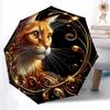 1pc Golden Feline Elegance Automatic Umbrella - Automatic Opening And Closing, Sturdy Iron Frame, Formal Occasions Yy251018145