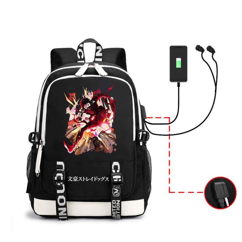 Anime Wenhao Wild Dog Men'S Backpack Usb Headset Backpack Student Outdoor Large Capacity Backpack