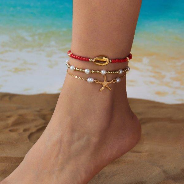 Elegant Daisy Flower Anklets for Women Bohemian Blue Turkish Eyes Elephant Metal Chain Ankle Bracelet Summer Beach Foot Jewelry