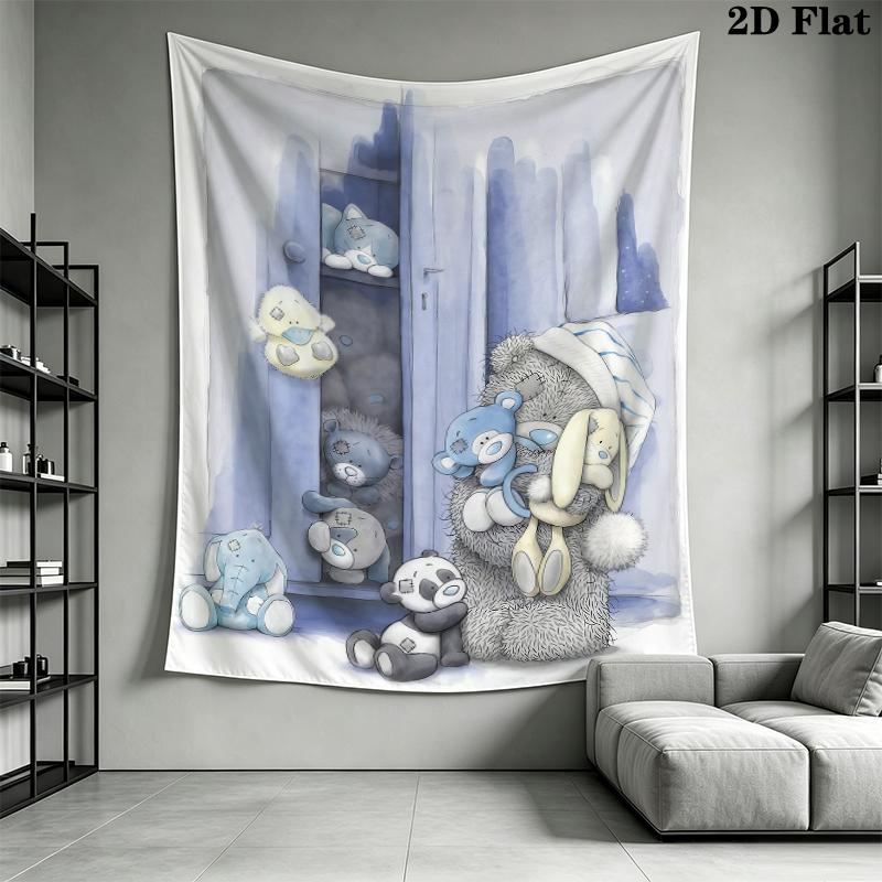Tatty Teddy Wall Tapestry Aesthetic Wall Hanging Printed Fabric Blanket Decorative Tapestries for Bedroom Living Room Home Decor
