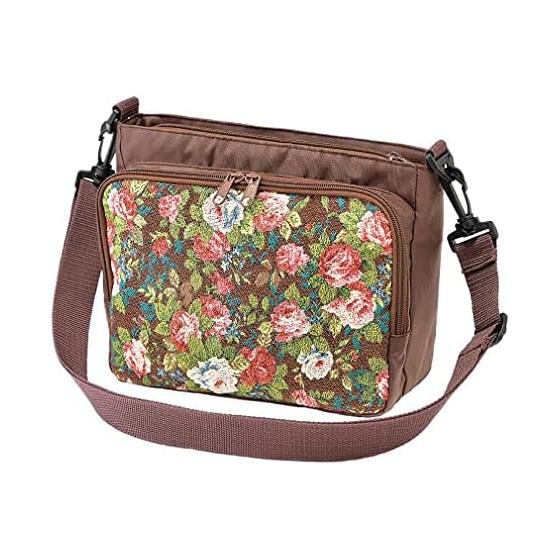 

[EVERSOUL] Bag Shoulder Bag Gobelin Weave Multifunctional Bag-in-bag Floral Pattern Lightweight Rose Embroidery Crossbody Hanging Mother s Day
