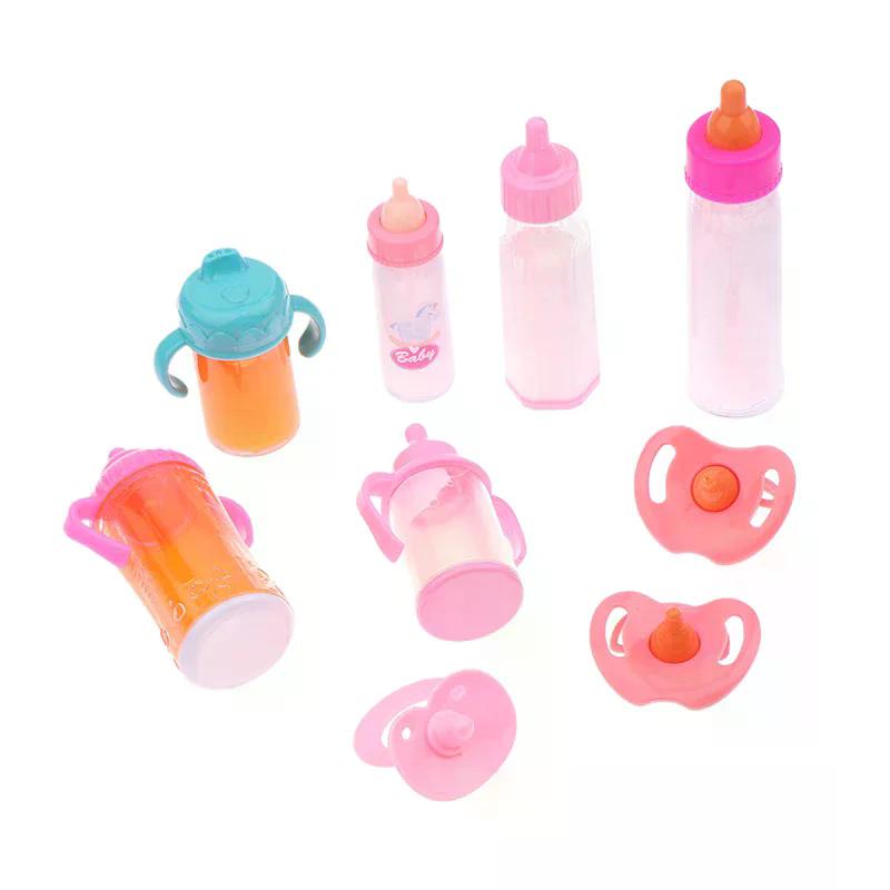 1 Set Baby Care Toy Baby Doll Feeding Bottle Kit Stroller Milk And Juice Bottles With Pacifier Prop For Baby Dolls