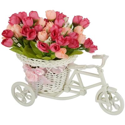 Cycle Shape Flower Vase with Peonies Bunches for Home Decor Center Table Bedroom Living Room New