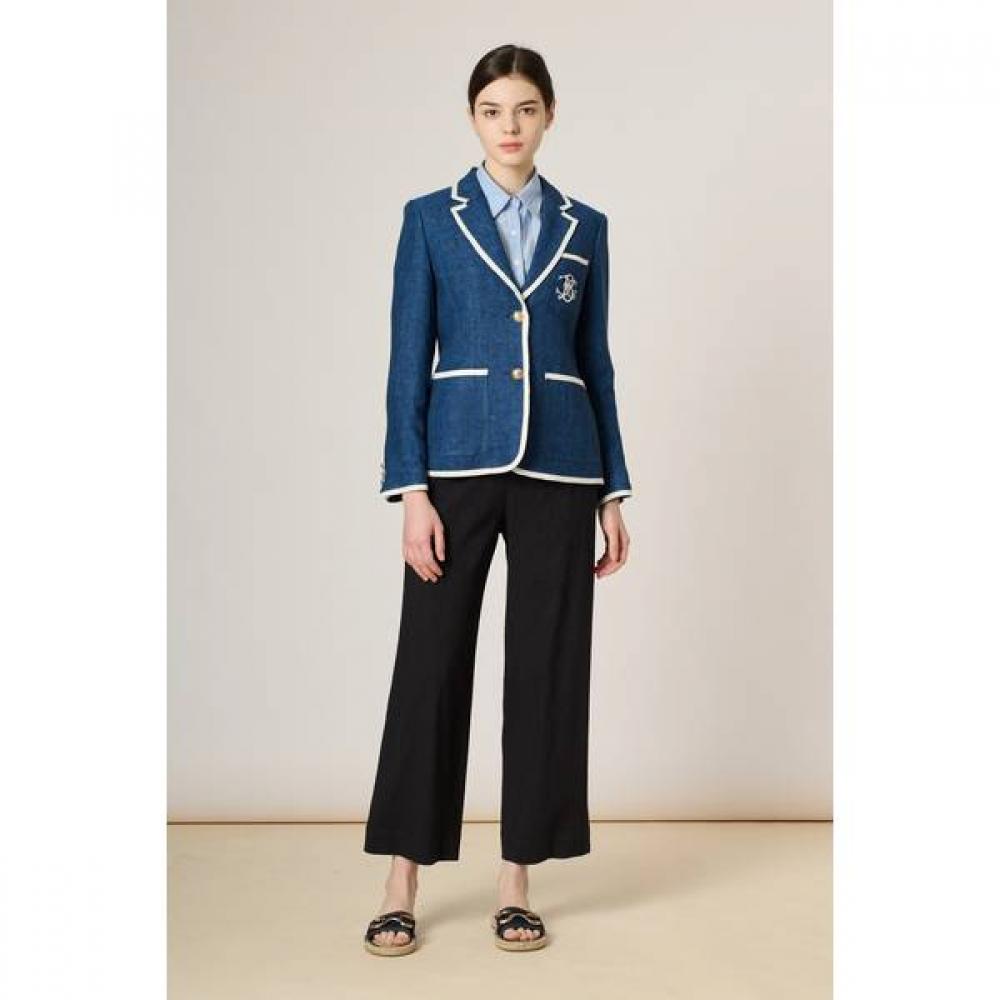Bcbg Logo Point Piping Linen Jacket B4m3j105