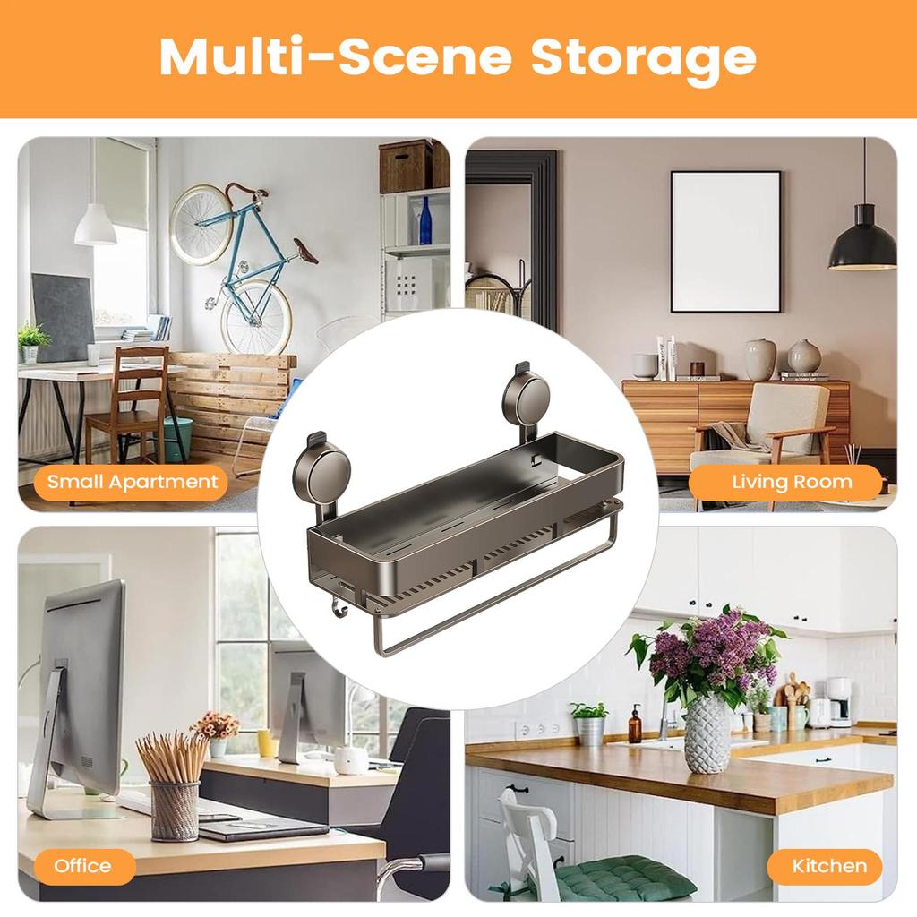 Suction Cup Bathroom Shelf Wall Toiletries Organizer Rack For Bathroom Large Capacity Countertop Rack For Toiletries Home