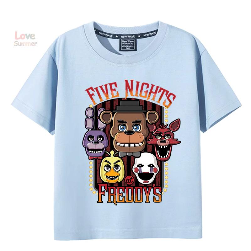 T-Shirt 4 To 14 Years FNAF At Freddys T Shirts for Children Humor T-Shirt Crewneck Tees Boys Girls Short Sleeve Tops