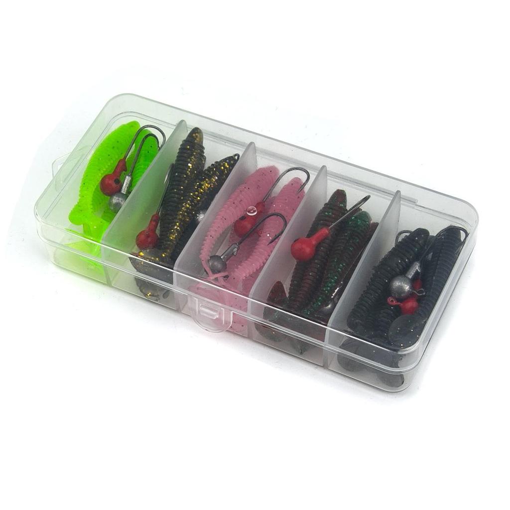 Bionic Topmouth Culter Soft Bait Set with Lead Head Hook and T-Tail Design