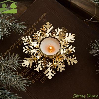 Candle Tray Modern Snowflake Candle Holders Golden Flower Shape Tealight Holders Iron Christmas Candleholder Xmas