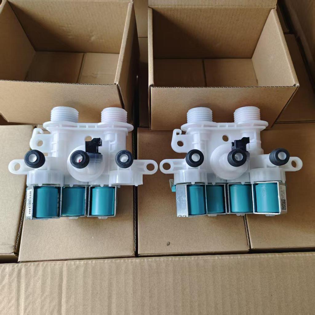 Universal Four-Port Water Inlet Valve 120V for Washing Machines, Models W11165546 & W11096267 Solenoid.