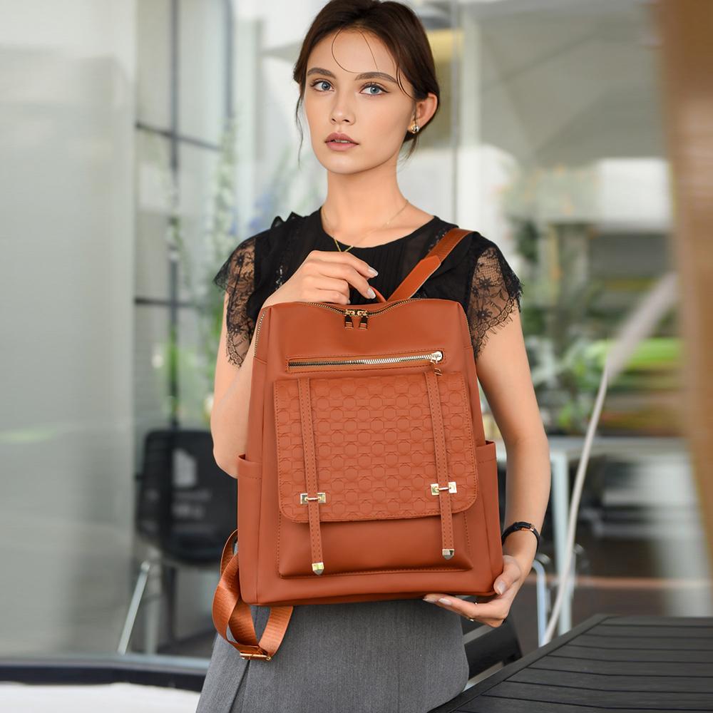 Mochila para Mujer PU Cuero Suave Bolso de Hombro de Doble Uso Mochila de Gran Capacidad