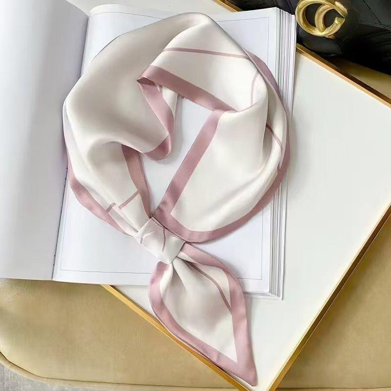 French polka dot silk scarf neck women's new high-end long strip matching shirt Korean thin small scarf