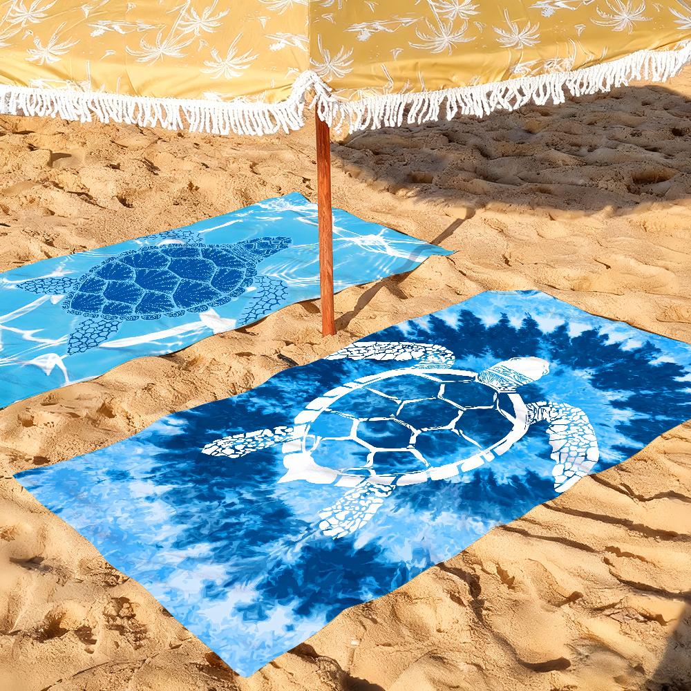 Line Ocean Art Style Turtle Towel Soft Pool Gift For Travel Gym Shower Camping Quick Dry Sports Large Beach Towels