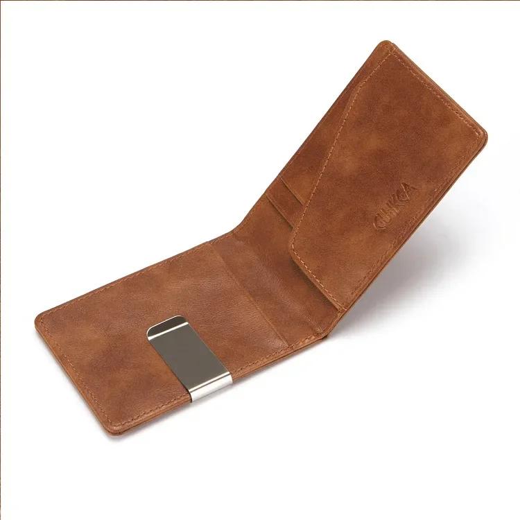 New Fashion Men's Leather Money Clips Wallet Multifunctional Thin Man Card Purses Women Metal Clamp For Money Cash Holder