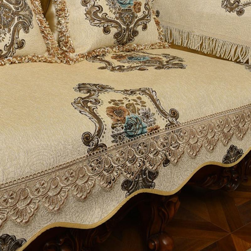 Luxury Jacquard Sofa Cushion European Living Room Decoration Sofa Cover Four Seasons Universal Anti Slip Chenille Couch Covers