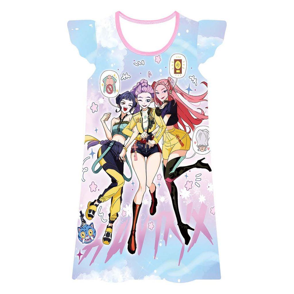 

Kids Girls K-POP Rumi Zoey Mira Print Ruffle Sleeveless Casual Dress 160cm