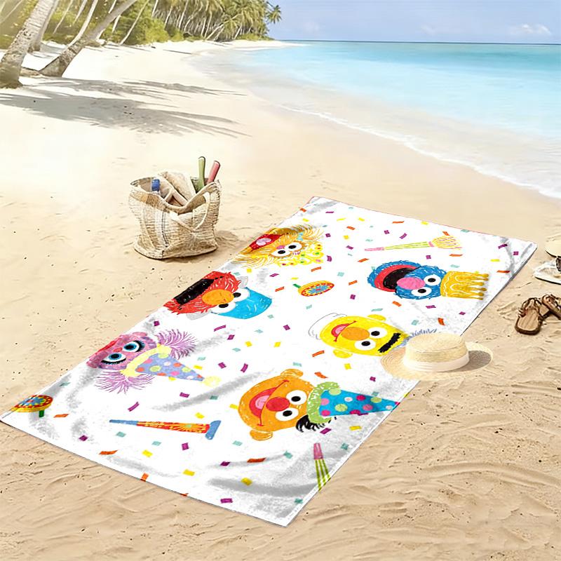 Sesame Street Print Beach Towel, Large Soft Quick Dry Towel for Beach Camping Swimming