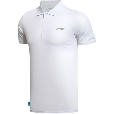 Li Ning Plain Color Breathable Short Sleeve Polo Shirt Men Tops White APLT197-1