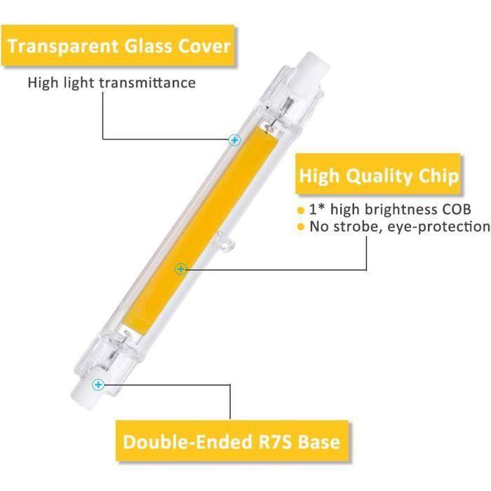 Ampoule R7S LED - AIMOONSA - R7S J118 - 13W (équiv.100W) - 1200 lm - Blanc froid 6000K