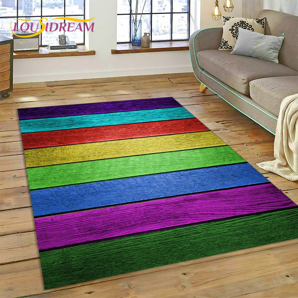 Alfombra Personalizada de Madera con Grano de Color 3D para Decoración de Sala de Estar y Dormitorio, Felpudo Antideslizante para Sofá Felpudo