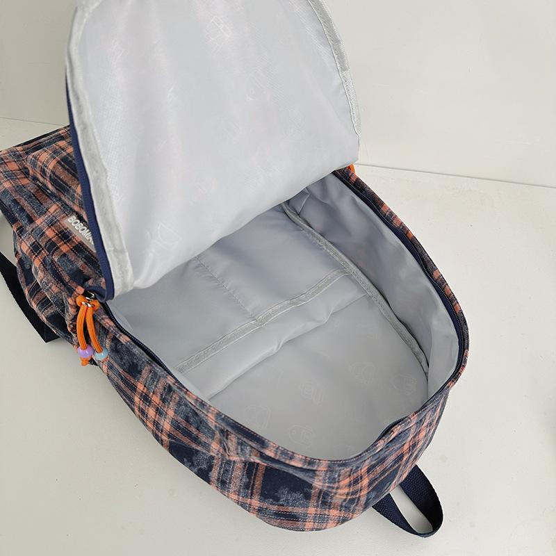 Schoolbag Japanese ins autumn and winter retro plaid schoolbag female British college style college student class travel versatile backpack