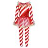 Girls Striped Jumpsuit Round Neck Long Sleeve Sequin Dance Leotard Christmas Party Wear