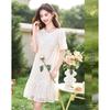 Sishui Nianhua Women's Elegant Short-Sleeve Mini Dress