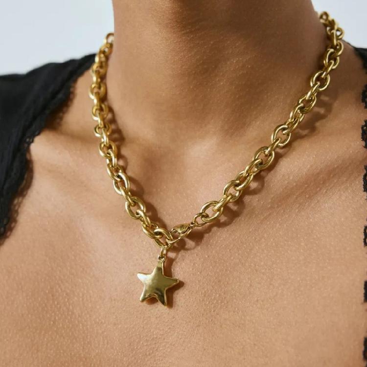 Contemporary Star Motifs Clavicle Chain Corrosion Resistant Stainless Steel Collarbone Chain Jewelry Gift