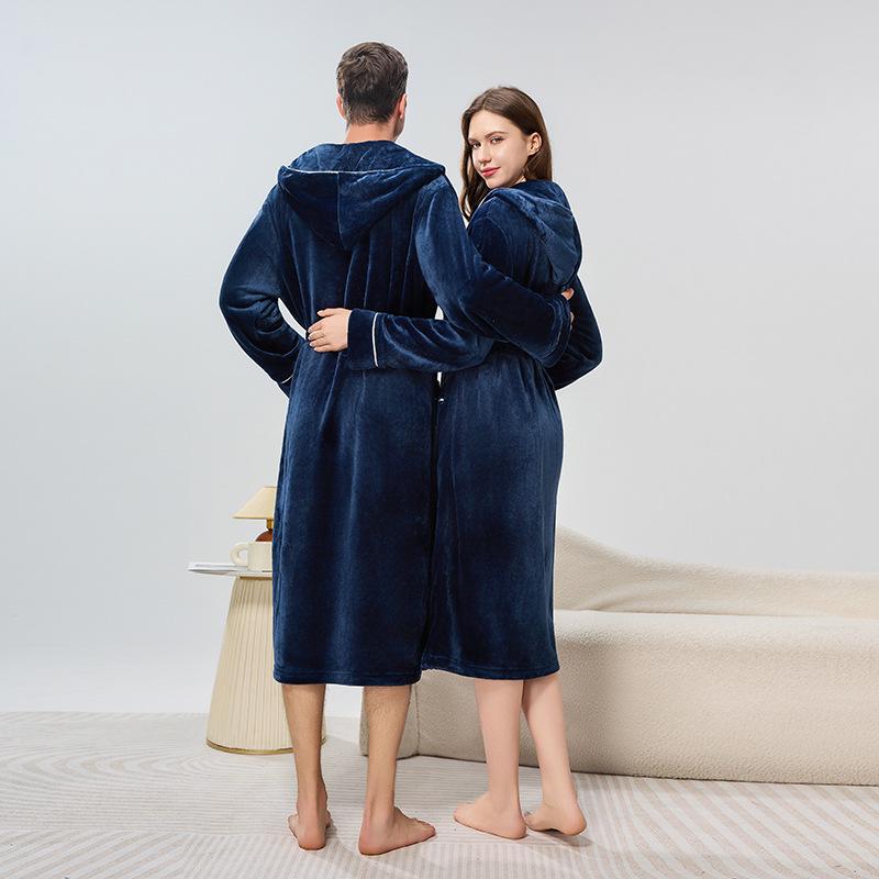 Unisex Flanell Yukata Bademantel mit Kapuze für Herbst/Winter