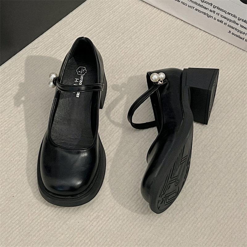 Fashion New Lolita Shoes Women Japanese Style Mary Jane Shoes Women Vintage Pearl buckle High Heel Platform Shoes College Cosplay Shoes