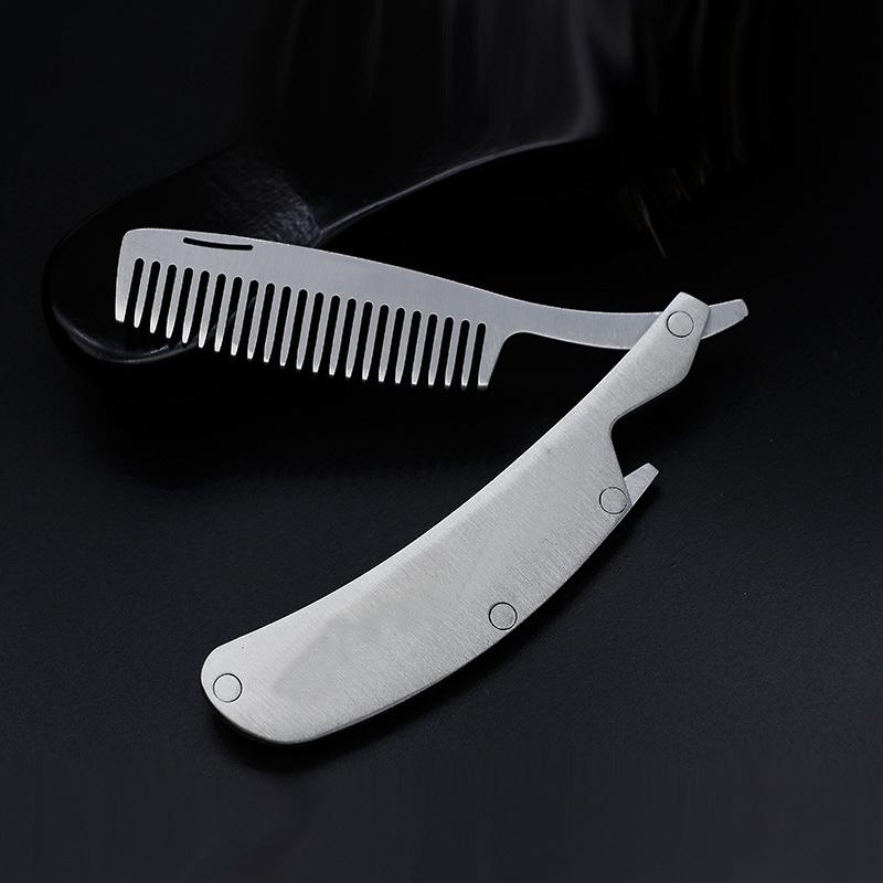 Hair Comb Men'S Dedicated Stainless Steel Folding Comb Mini Pocket Comb Beard Care Tool Convenient And Use Hair Brush
