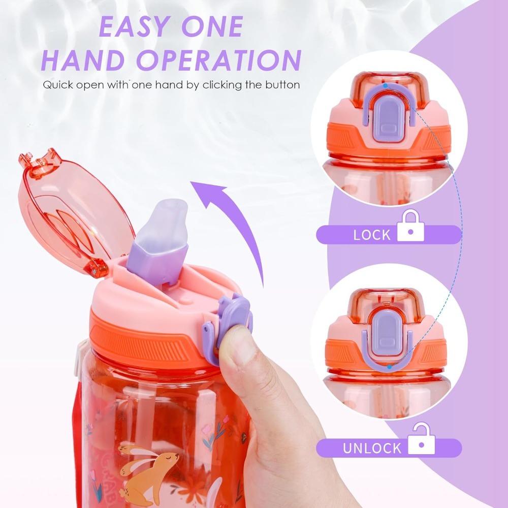 500ml Children S Water Bottle with Straw Leak Proof Plastic Water Cup BPA Free Children's Drinking Water Bottle 16 Ounces