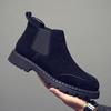 Fur Martin Boots Men's Round Head Platform Short Boots Medium Help Desert Boots Matte Casual Leather Chelsea Boots Men's Trend