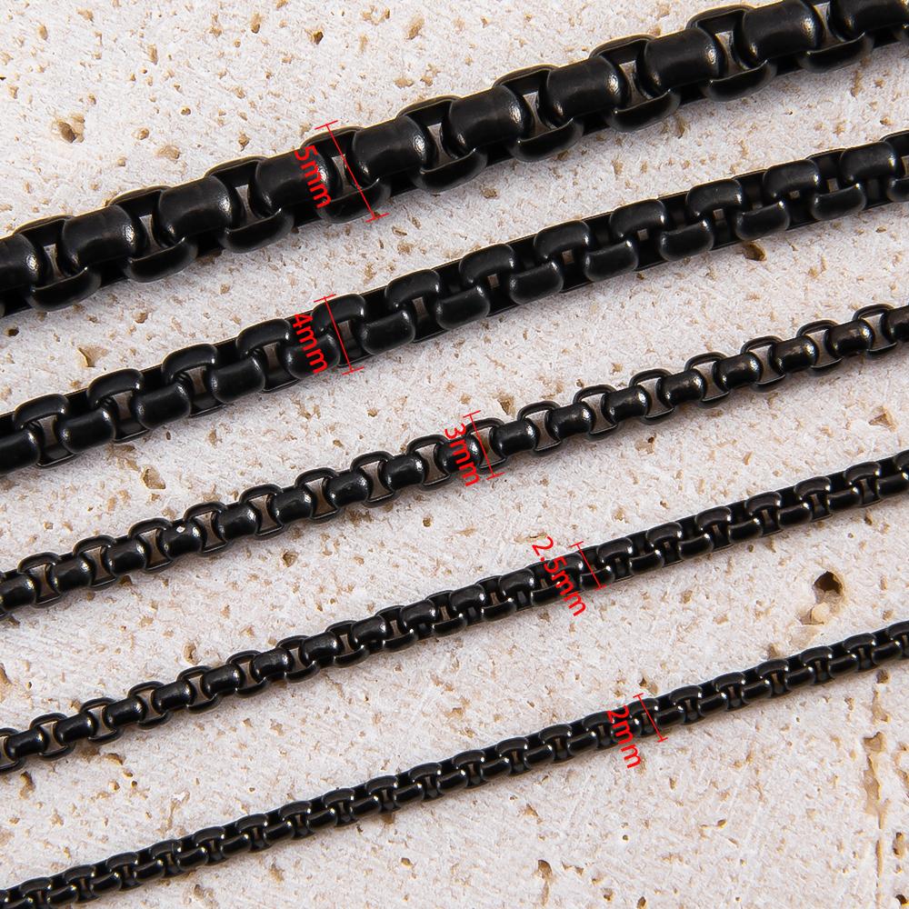 1Meter Fashion Long Box Chain Necklace Stainless Steel Basic Punk 2mm to 5mm Thick Chains Jewelry Gift for Men Women Wholesale