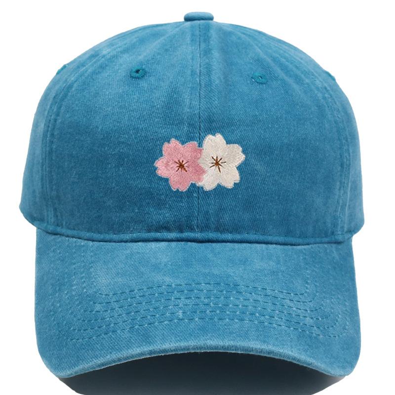 Flower Embroidery 100% Cotton Washed Cherry Blossom Cowboy Hat Summer Hat Luxury Man Hat Golf Designer Golf Women Men'S Dad Hats