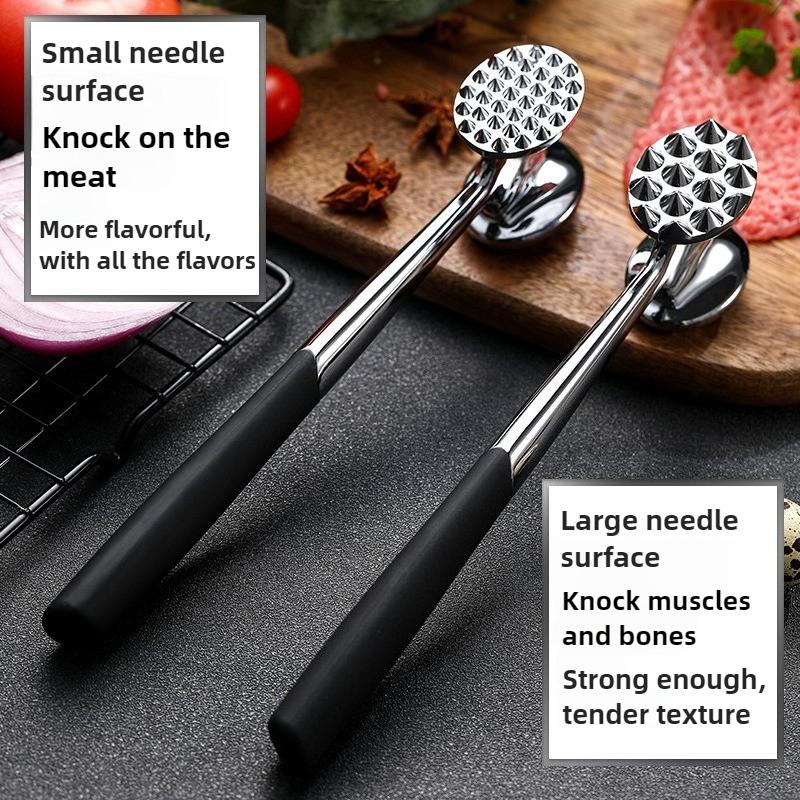1pc Household Kitchen Tool Aluminum Alloy Double-sided Meat Hammer Circular Hammer Tender Meat Hammer Hotel Steak Tendon Cutter