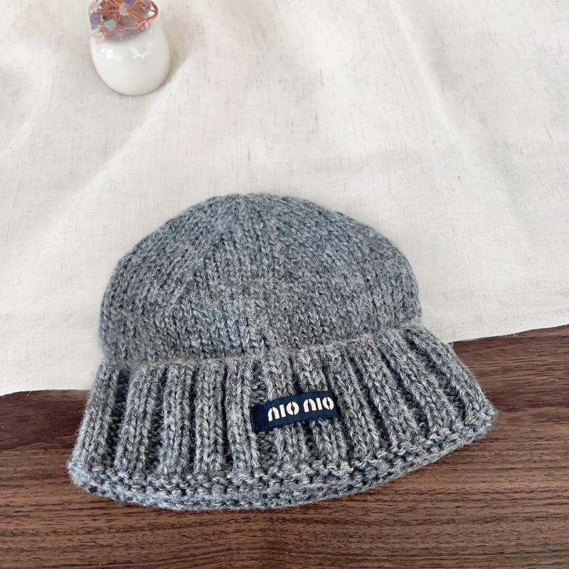 Детская шерстяная вязаная теплая шапка корейская однотонная повседневная и универсальная шапка-пуловер для мальчиков и девочек 48-52cm