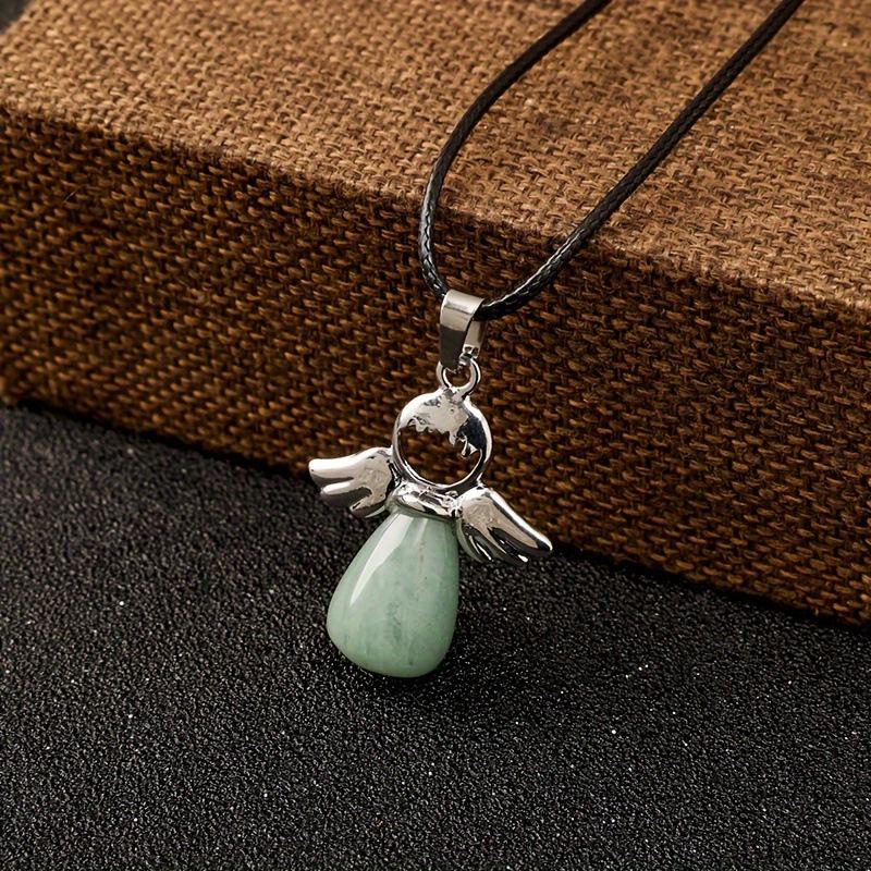 Amethyst Rose Quartz Angel Wing Pendant with Aventurine Stone