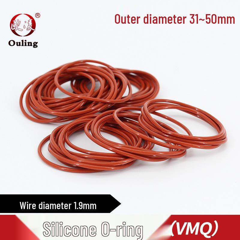 Red Silicone O-ring OD 31-50mm x 1.9mm 31mm Outer Diameter O-ring (5 pcs)