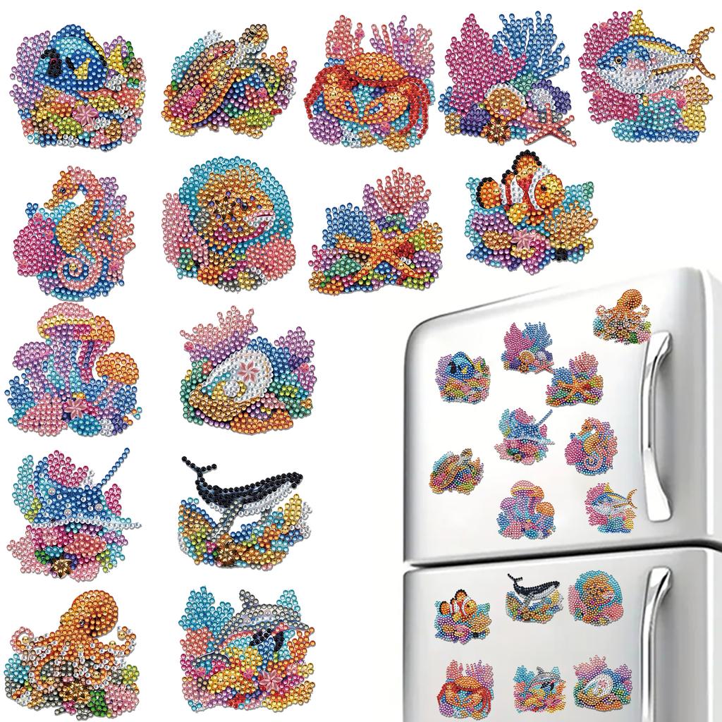 15 st 2D/Platt Akryl DIY Konst Kylskåpsmagnet Kylskåpssticker Specialformad Borr för Vuxna Nybörjare Heminredning