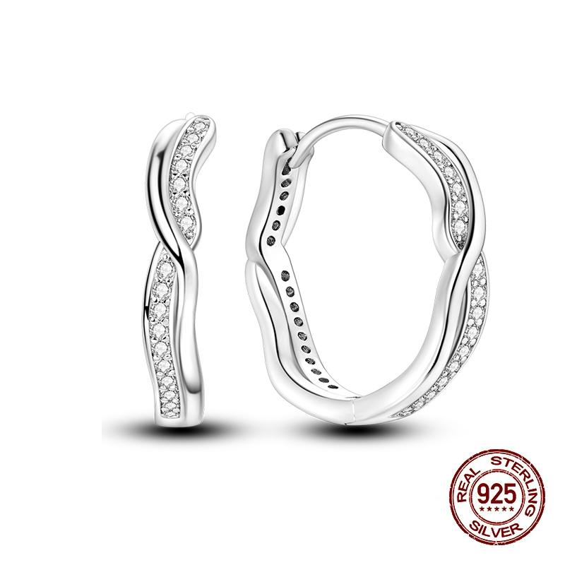 New Earrings for Women 925 Silver Color Star Geometric Entangle Zircon Earrings Fine Wedding Engagement Birthday Jewelry Gifts