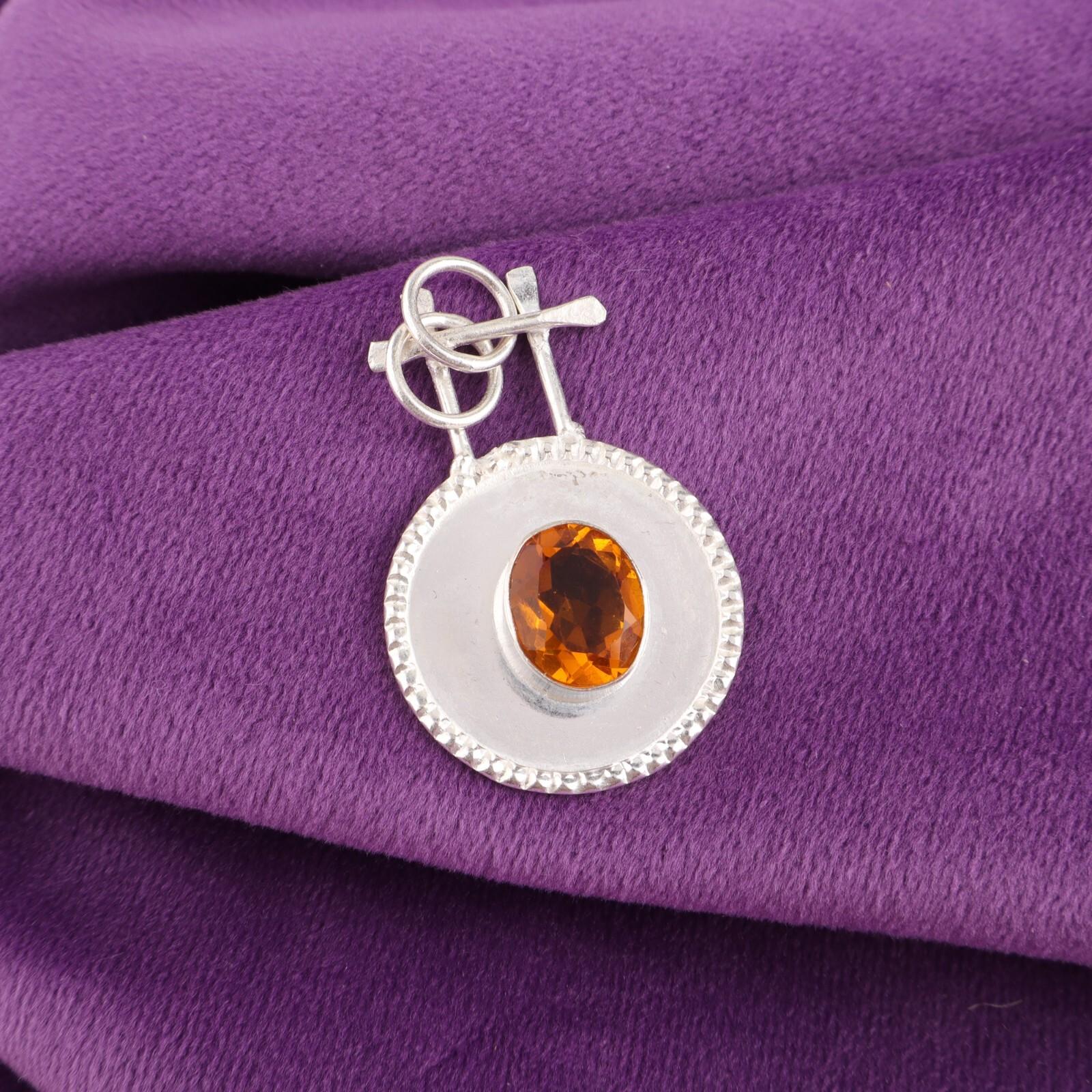 

Citrine Gemstone Sterling Silver Daughter Gift Anniversary Boho Pendant Jewelry PP-57-4