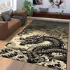 Oriental Dragon Printed Carpet with Ocean Wave Pattern for Home Decor Suitable for use as an anti-slip for living room bedroom sofas