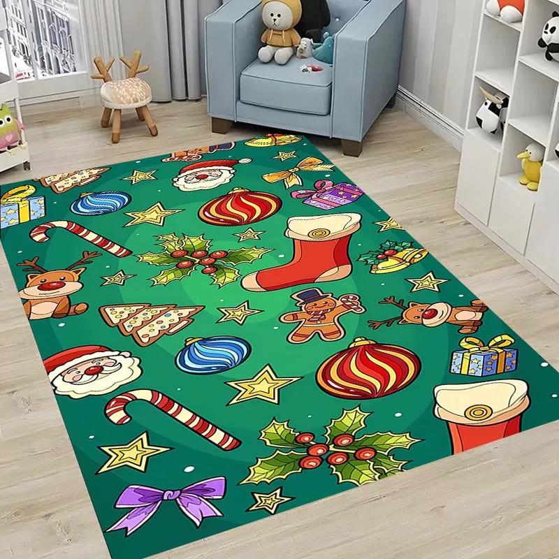 Christmas Theme Soft Carpet, Living Room Bedroom Home Decor Carpet Garden Lawn Carpet Kitchen Kids Bedroom Mat New Year Present