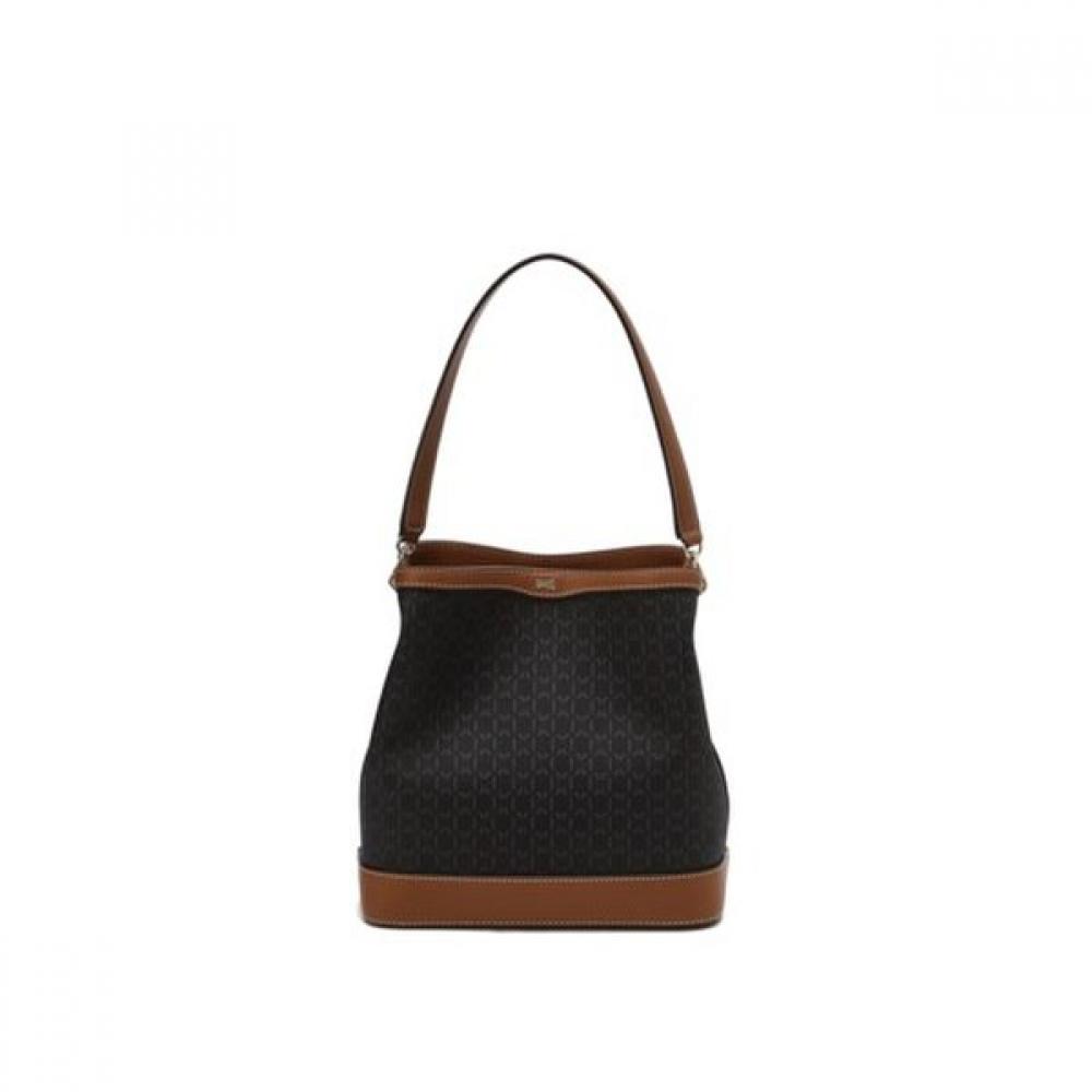 Daks Brown Barnet Dd Pattern Leather Medium Bucket Bag